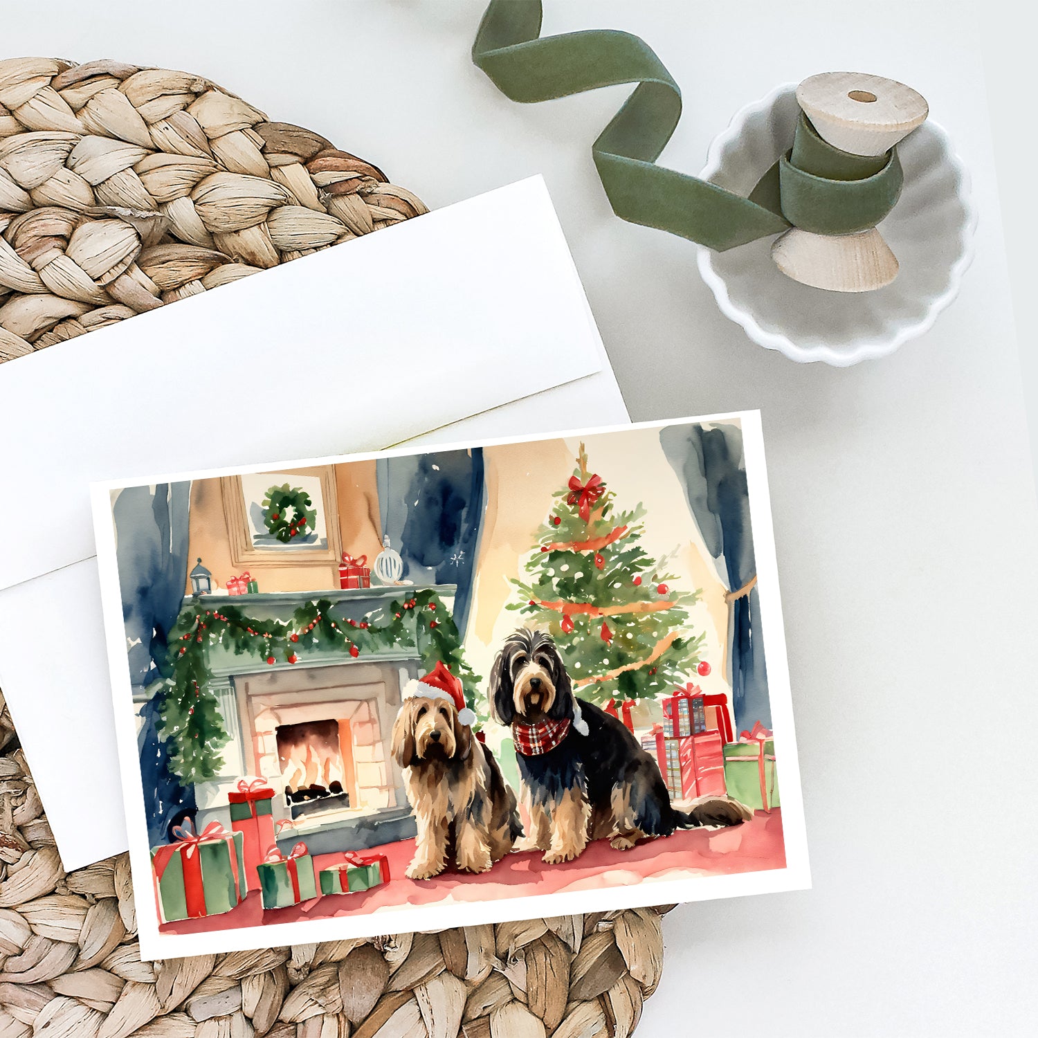 Otterhound Cozy Christmas Greeting Cards Pack of 8
