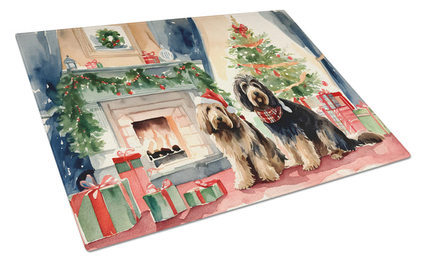 Buy this Otterhound Cozy Christmas Glass Cutting Board Large