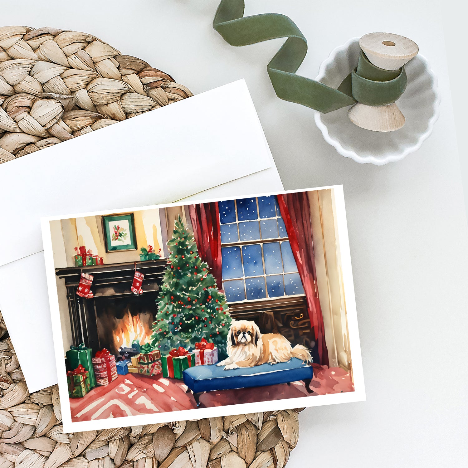 Buy this Pekingese Cozy Christmas Greeting Cards Pack of 8
