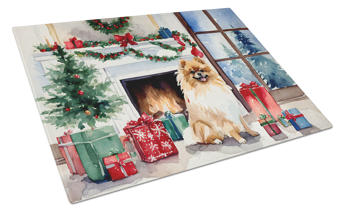 Buy this Pomeranian Cozy Christmas Glass Cutting Board Large
