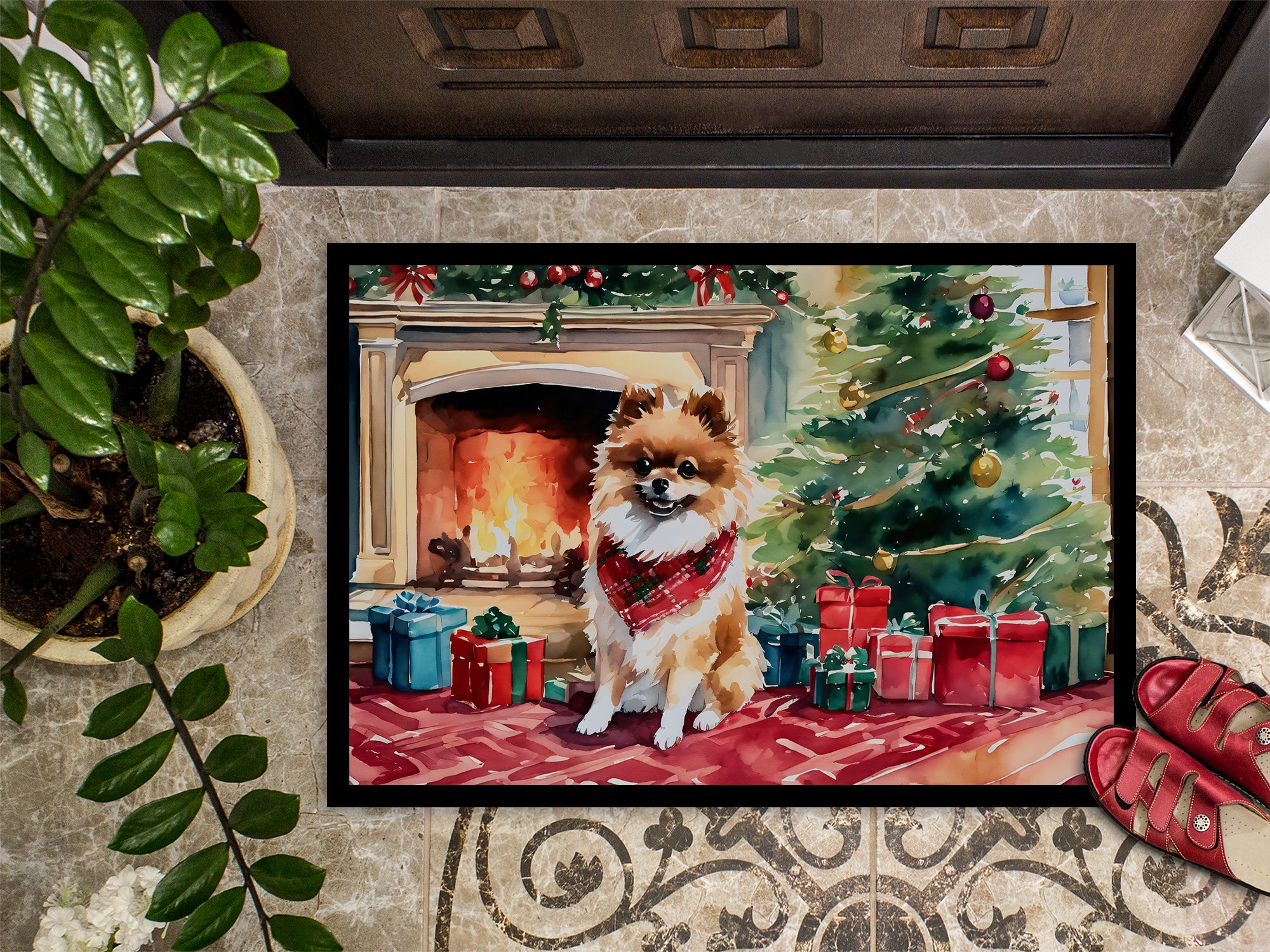 Pomeranian Cozy Christmas Doormat