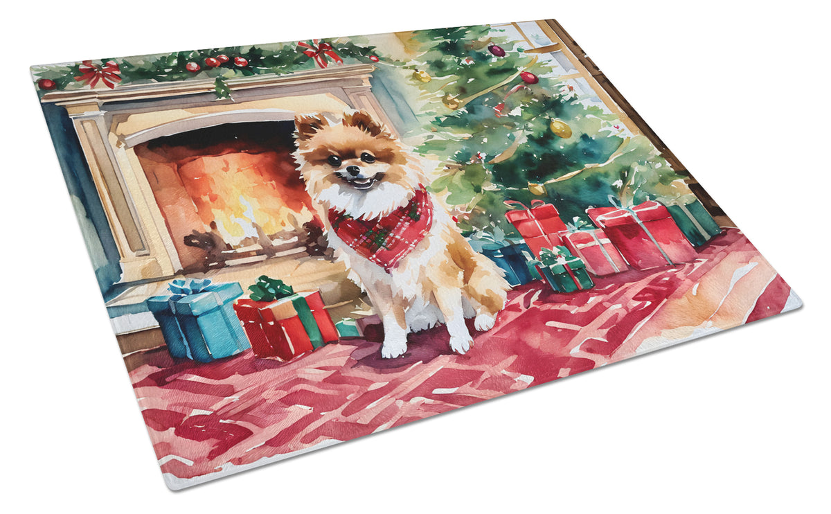 Buy this Pomeranian Cozy Christmas Glass Cutting Board Large