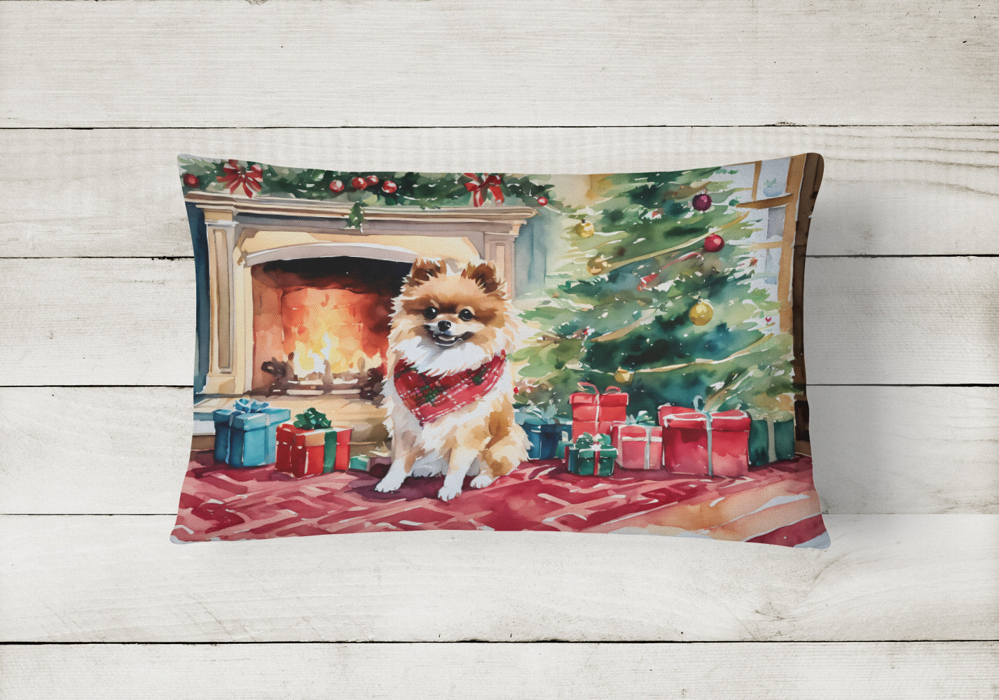 Pomeranian Cozy Christmas Throw Pillow