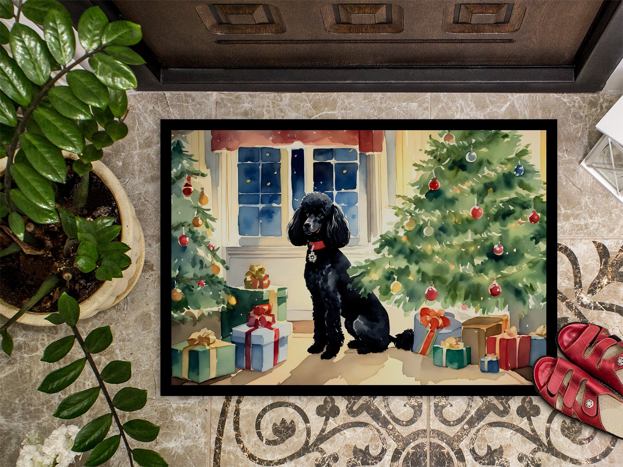 Poodle Cozy Christmas Doormat