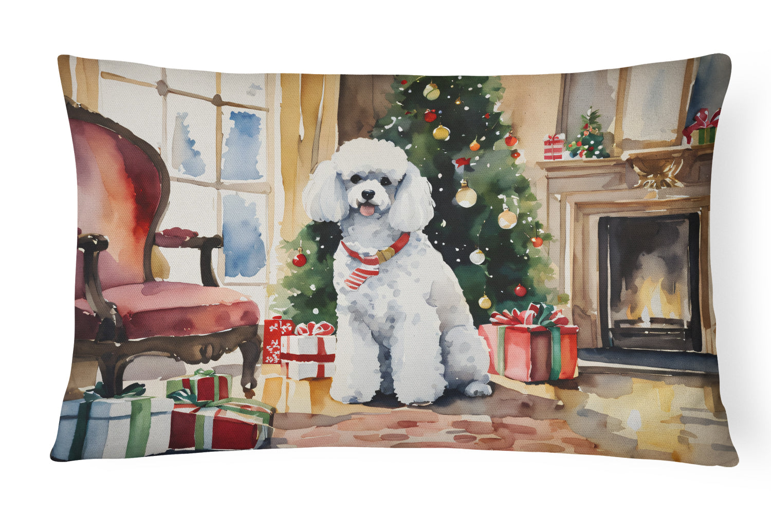 Buy this Poodle Cozy Christmas Throw Pillow