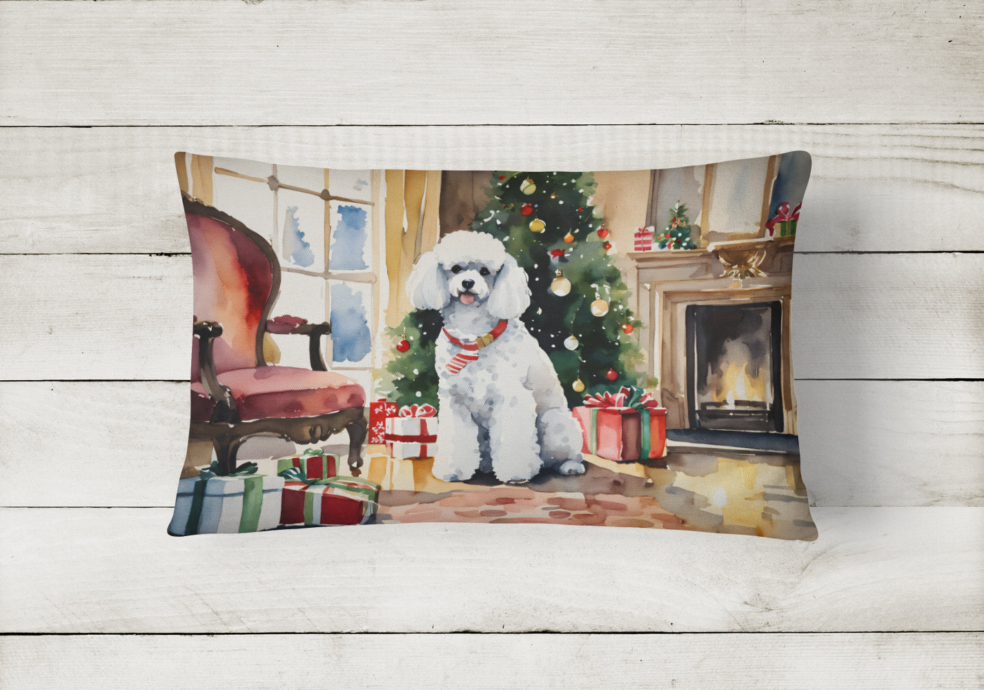 Buy this Poodle Cozy Christmas Throw Pillow
