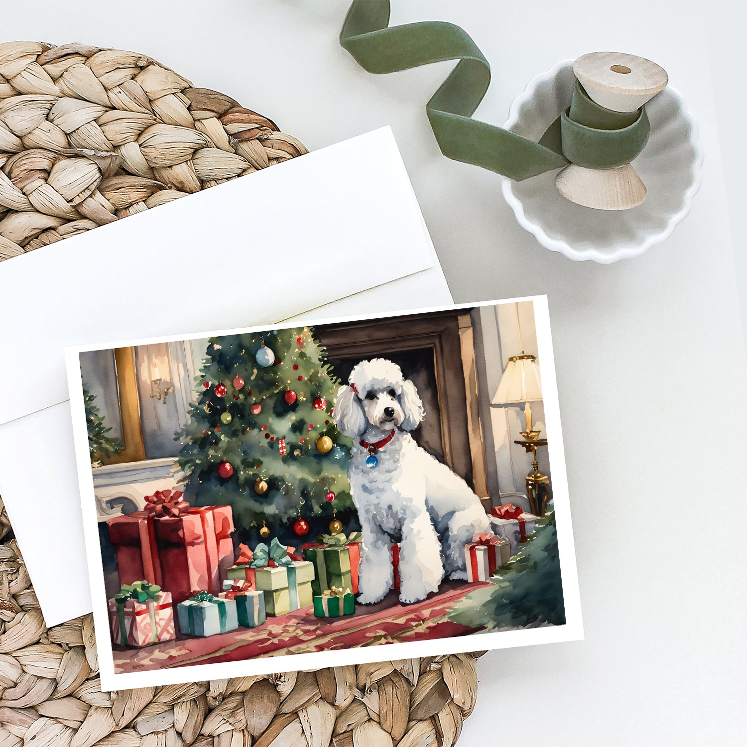 Poodle Cozy Christmas Greeting Cards Pack of 8