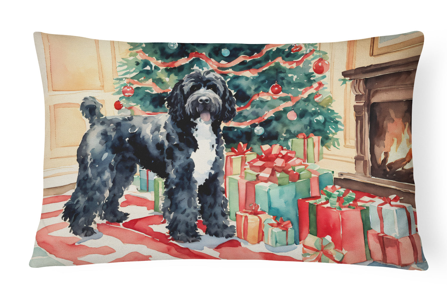 Buy this Portuguese Water Dog Cozy Christmas Throw Pillow