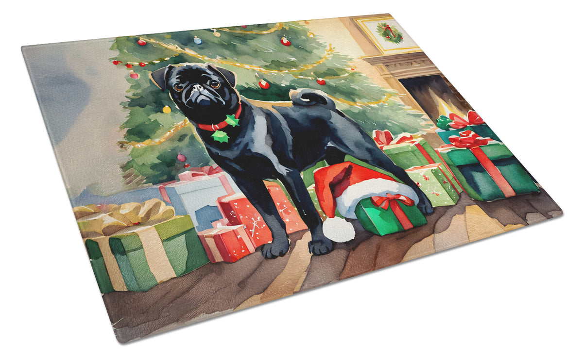 Buy this Pug Cozy Christmas Glass Cutting Board Large