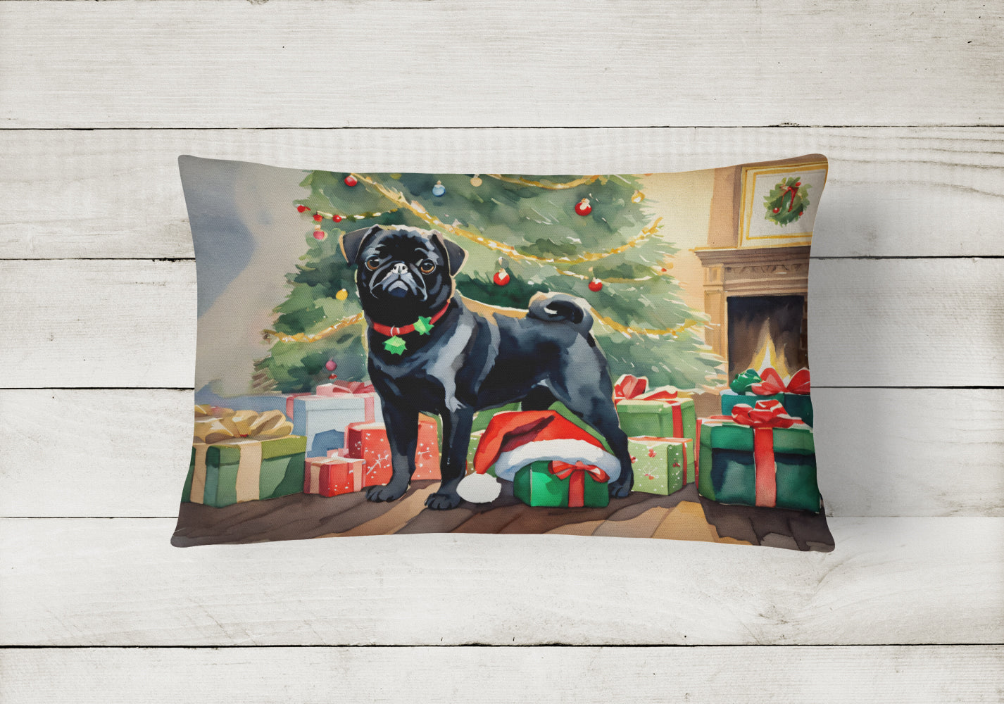 Pug Cozy Christmas Throw Pillow