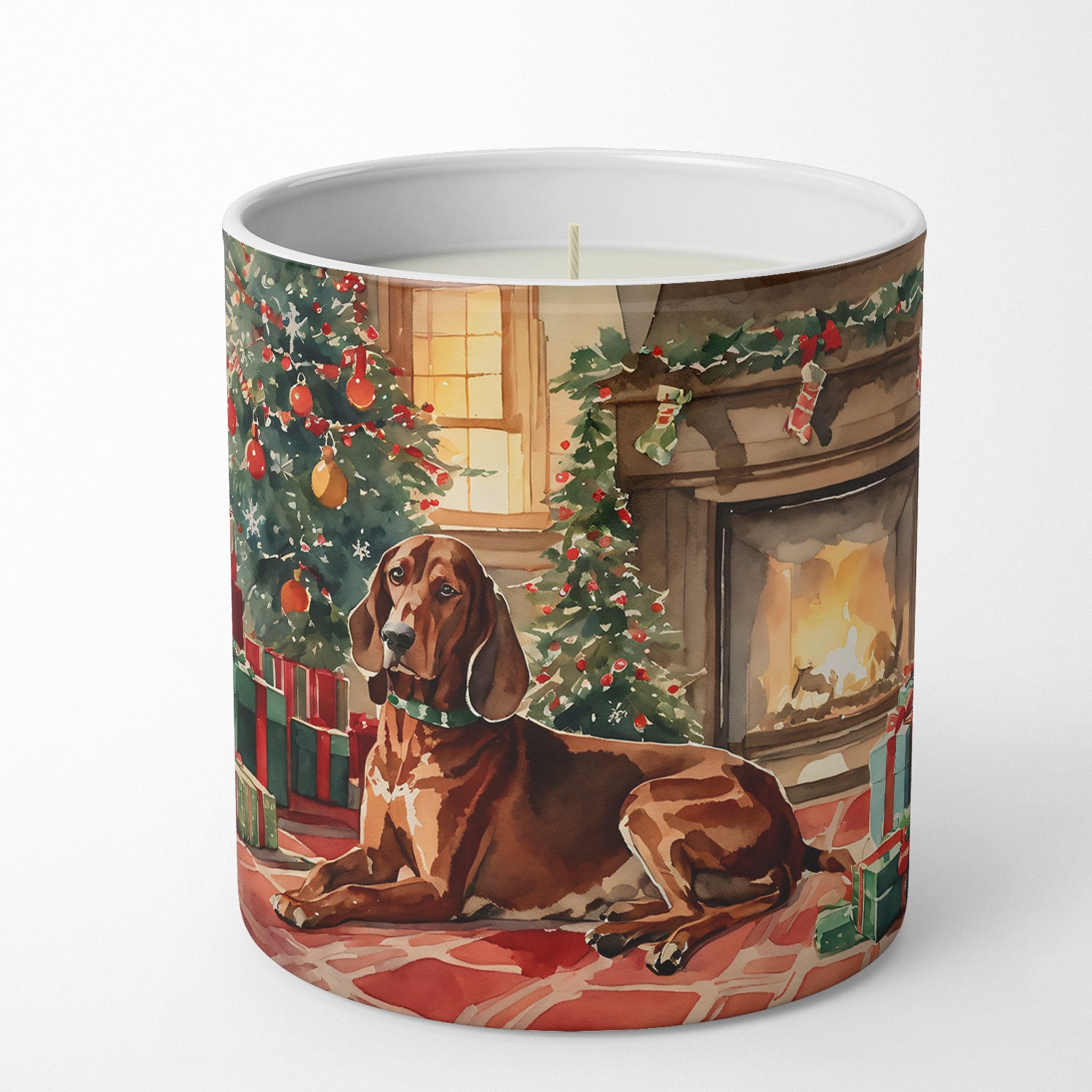 Buy this Redbone Coonhound Cozy Christmas Decorative Soy Candle