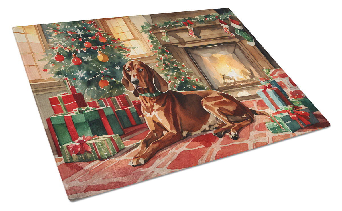 Buy this Redbone Coonhound Cozy Christmas Glass Cutting Board Large