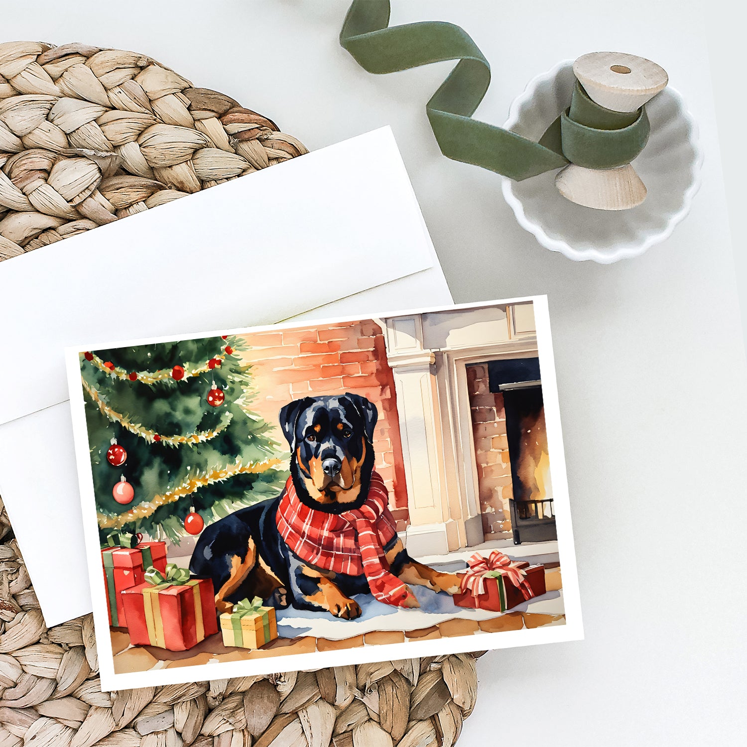 Rottweiler Cozy Christmas Greeting Cards Pack of 8