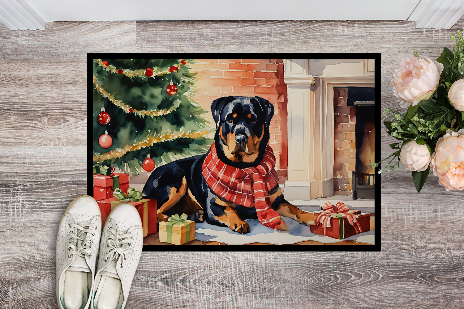 Buy this Rottweiler Cozy Christmas Doormat