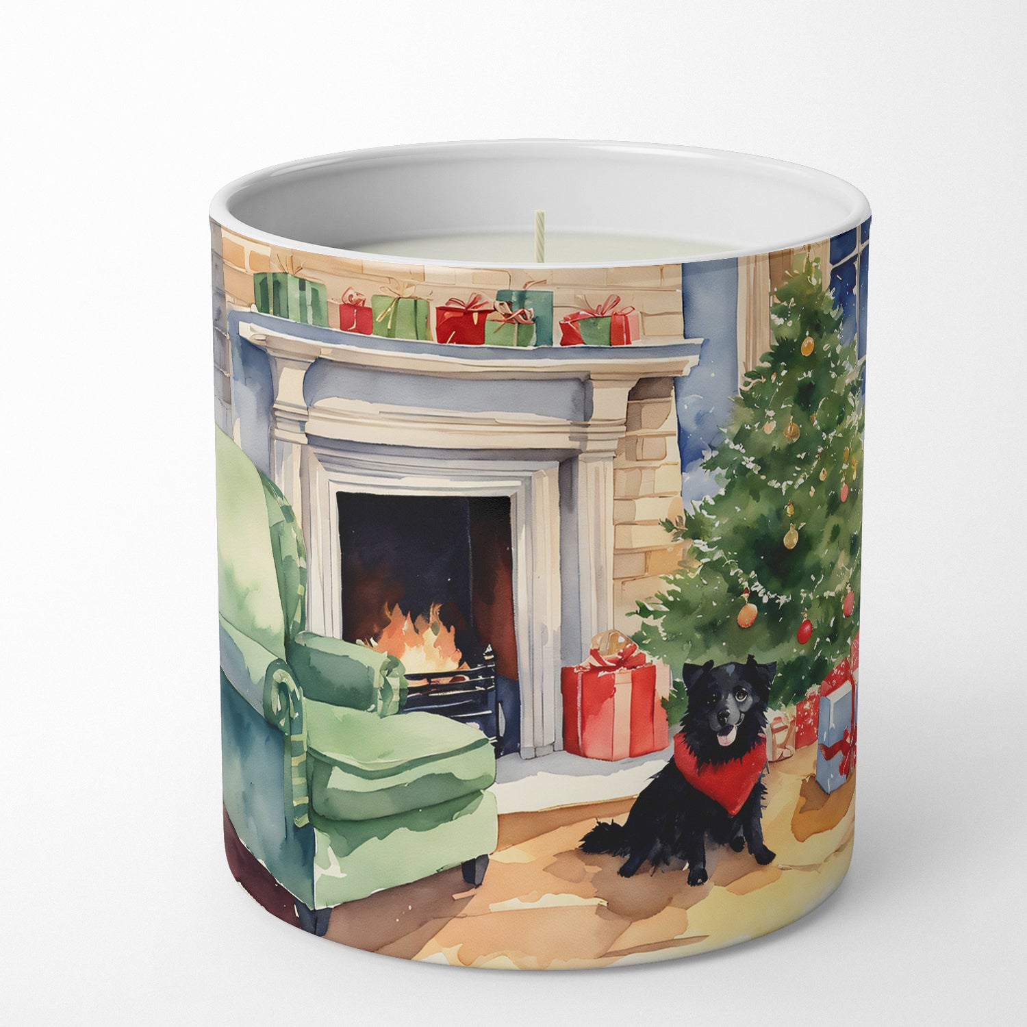 Schipperke Cozy Christmas Decorative Soy Candle