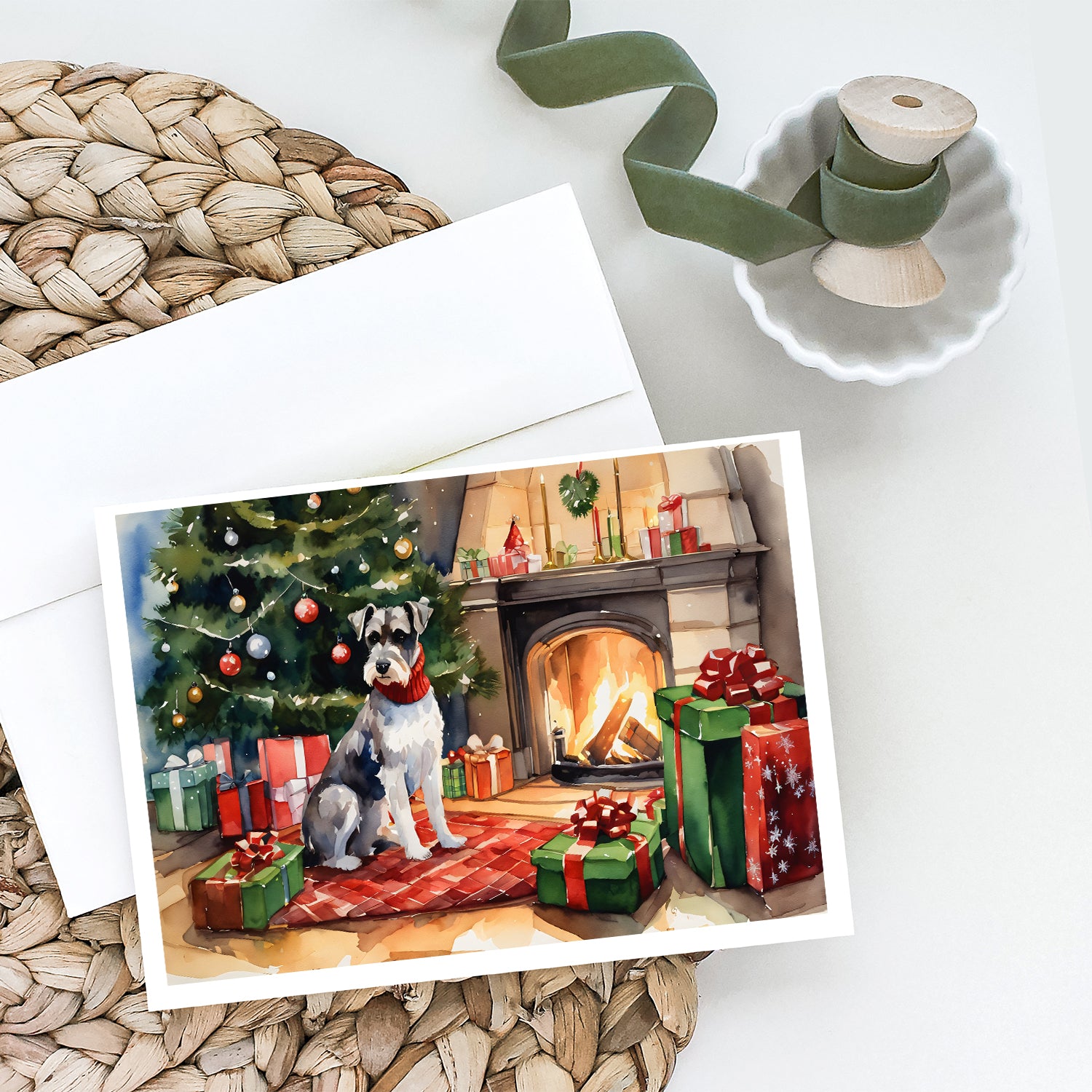 Schnauzer Cozy Christmas Greeting Cards Pack of 8