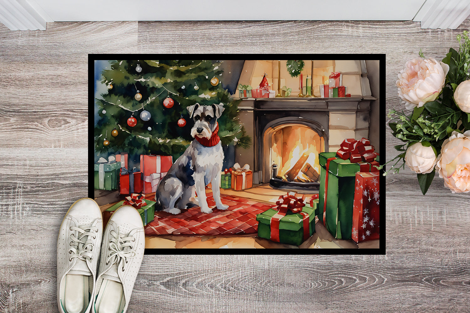 Schnauzer Cozy Christmas Doormat