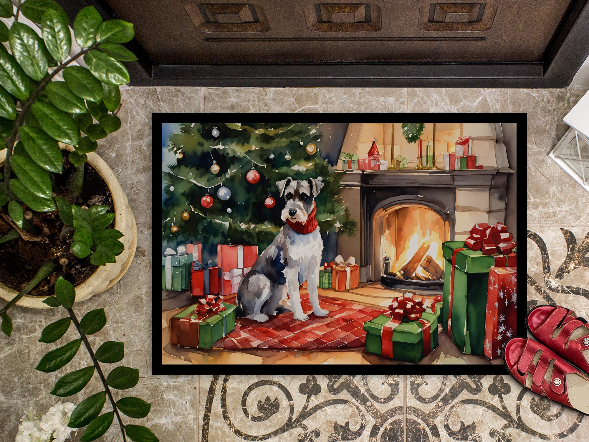 Schnauzer Cozy Christmas Doormat