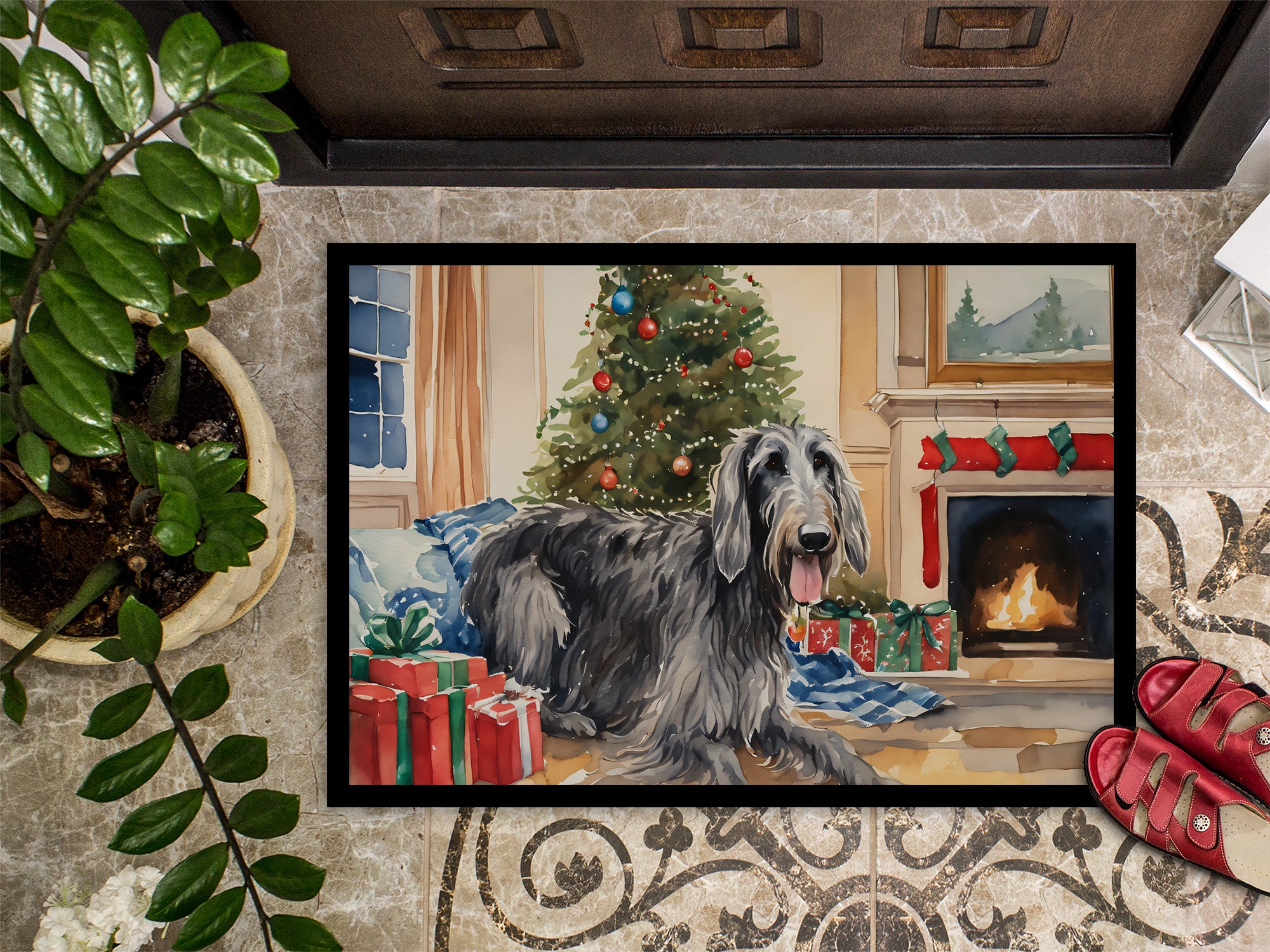 Scottish Deerhound Cozy Christmas Doormat