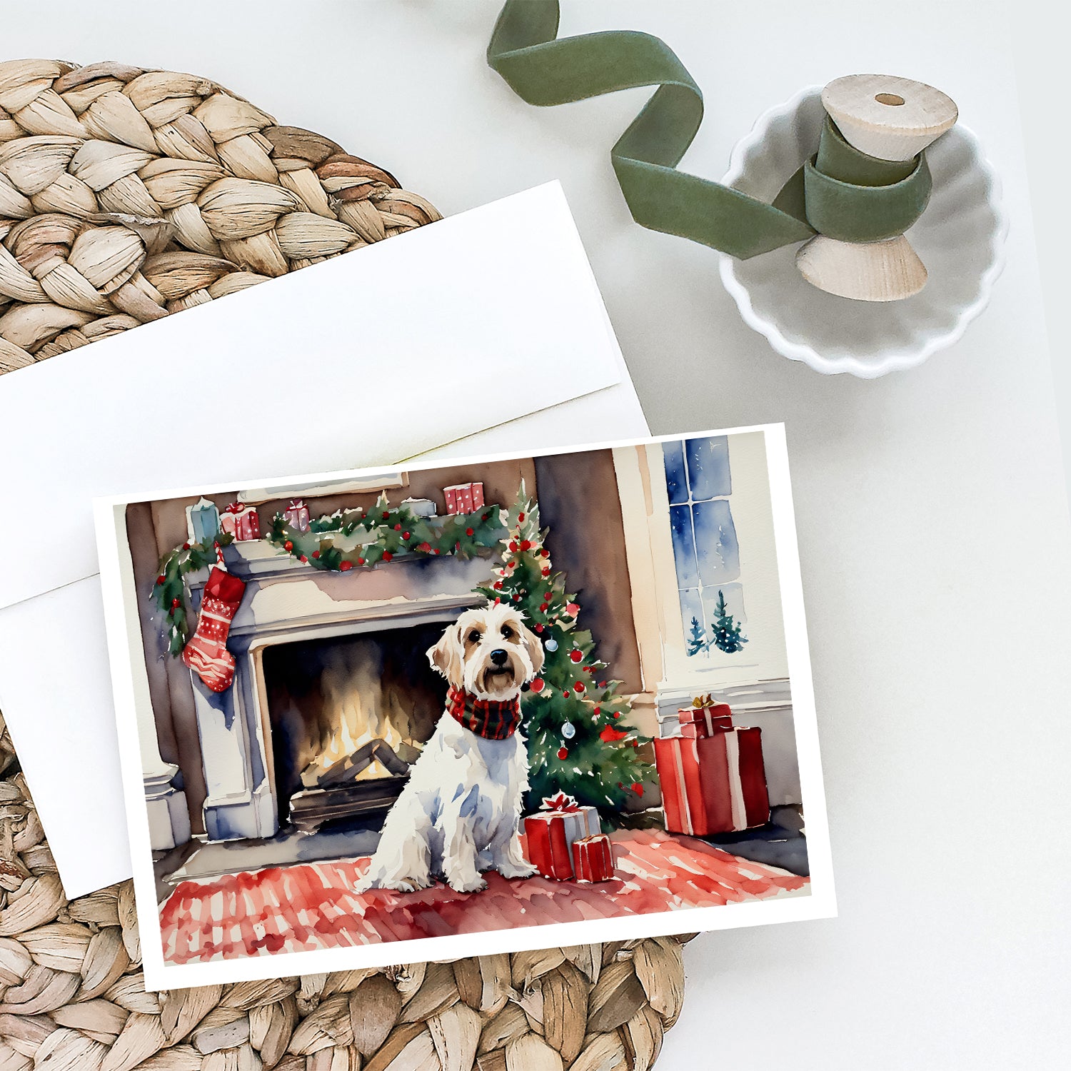 Sealyham Terrier Cozy Christmas Greeting Cards Pack of 8