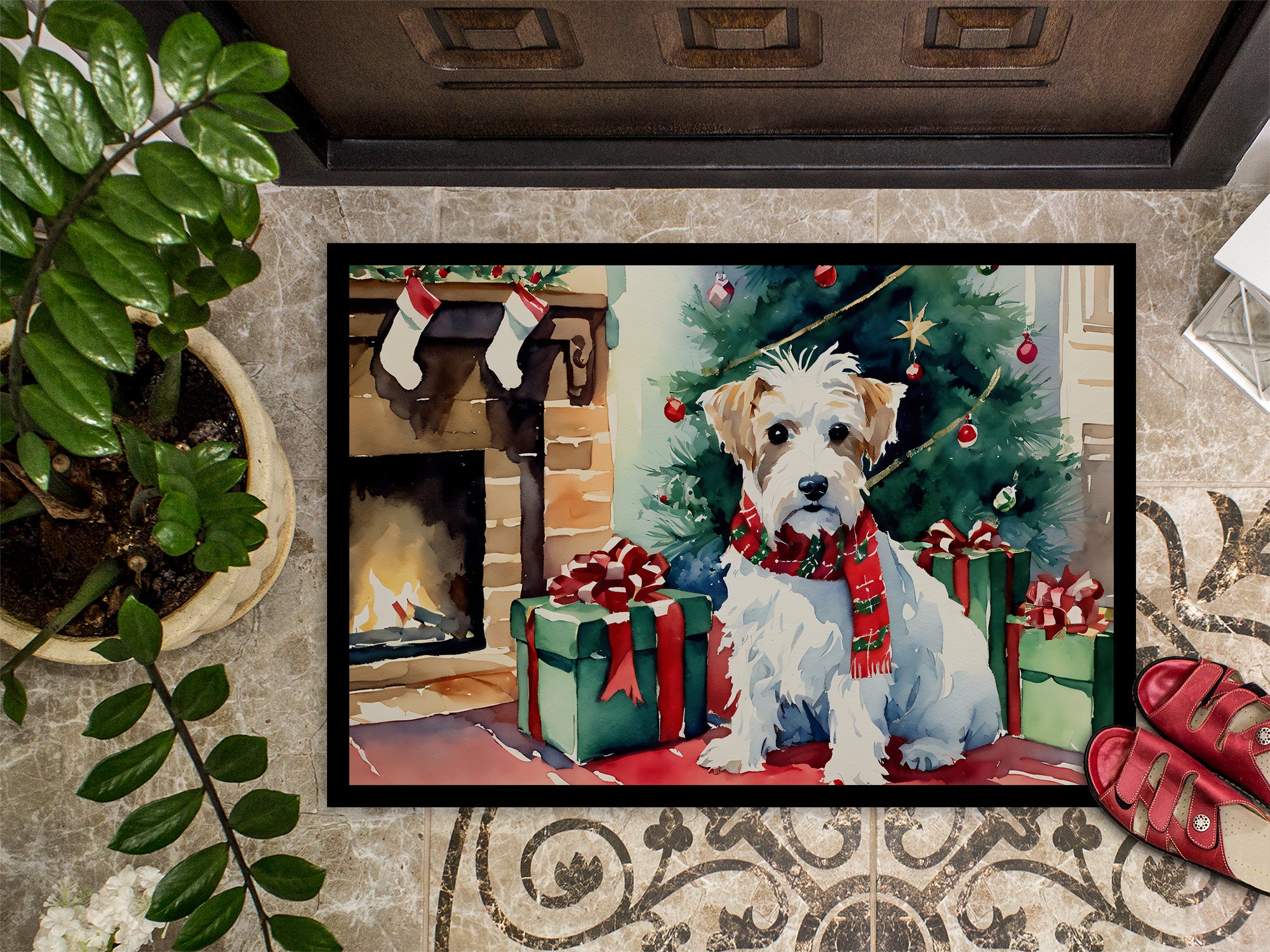 Sealyham Terrier Cozy Christmas Doormat