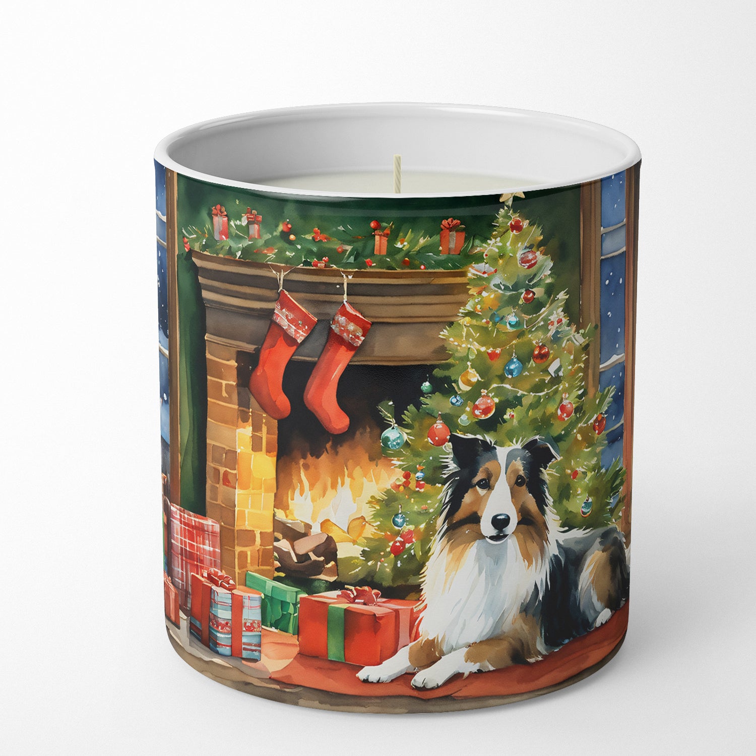 Sheltie Cozy Christmas Decorative Soy Candle