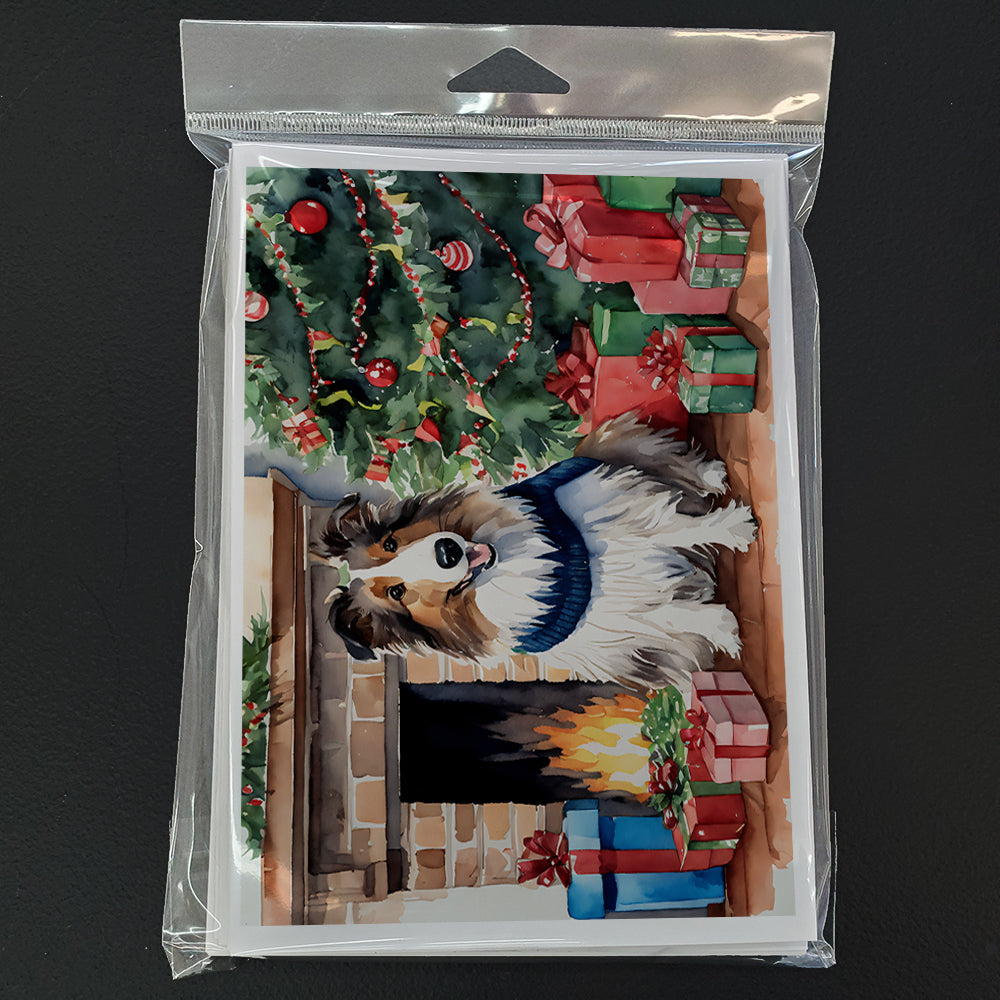 Sheltie Cozy Christmas Greeting Cards Pack of 8