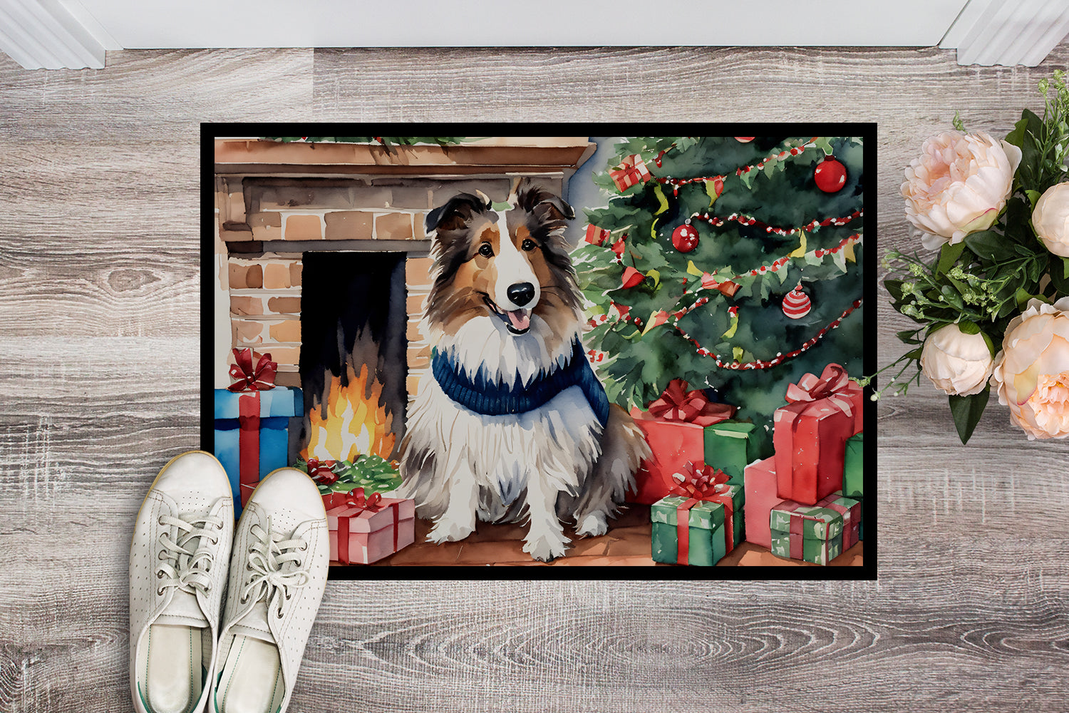 Buy this Sheltie Cozy Christmas Doormat