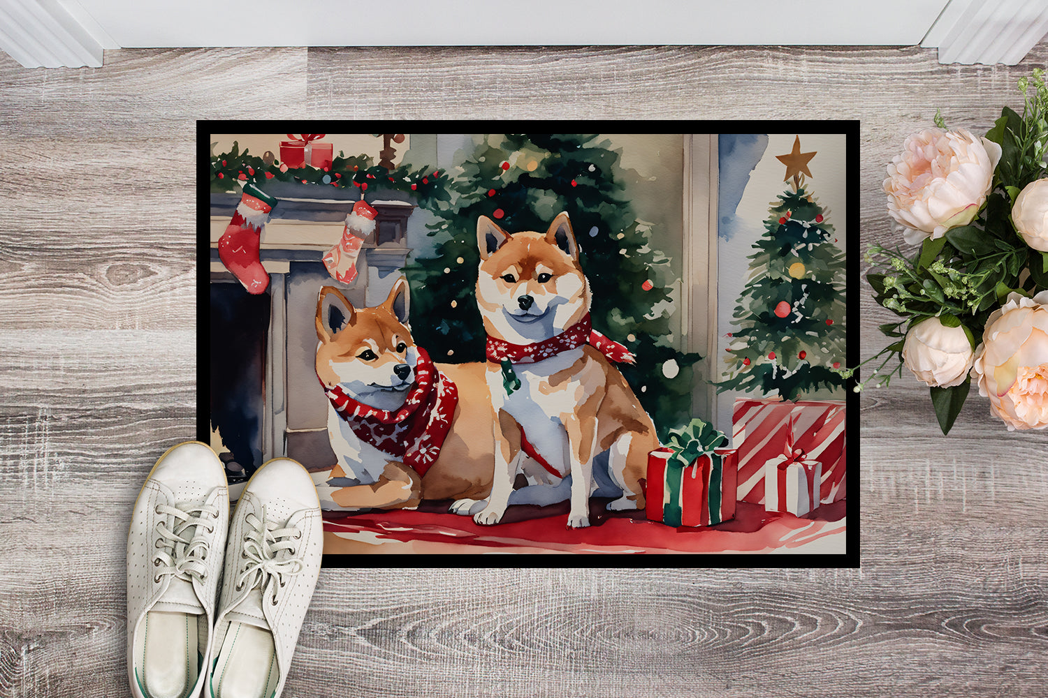 Shiba Inu Cozy Christmas Doormat