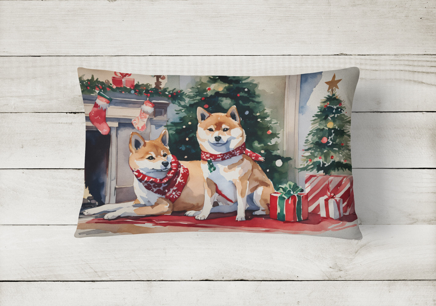 Shiba Inu Cozy Christmas Throw Pillow