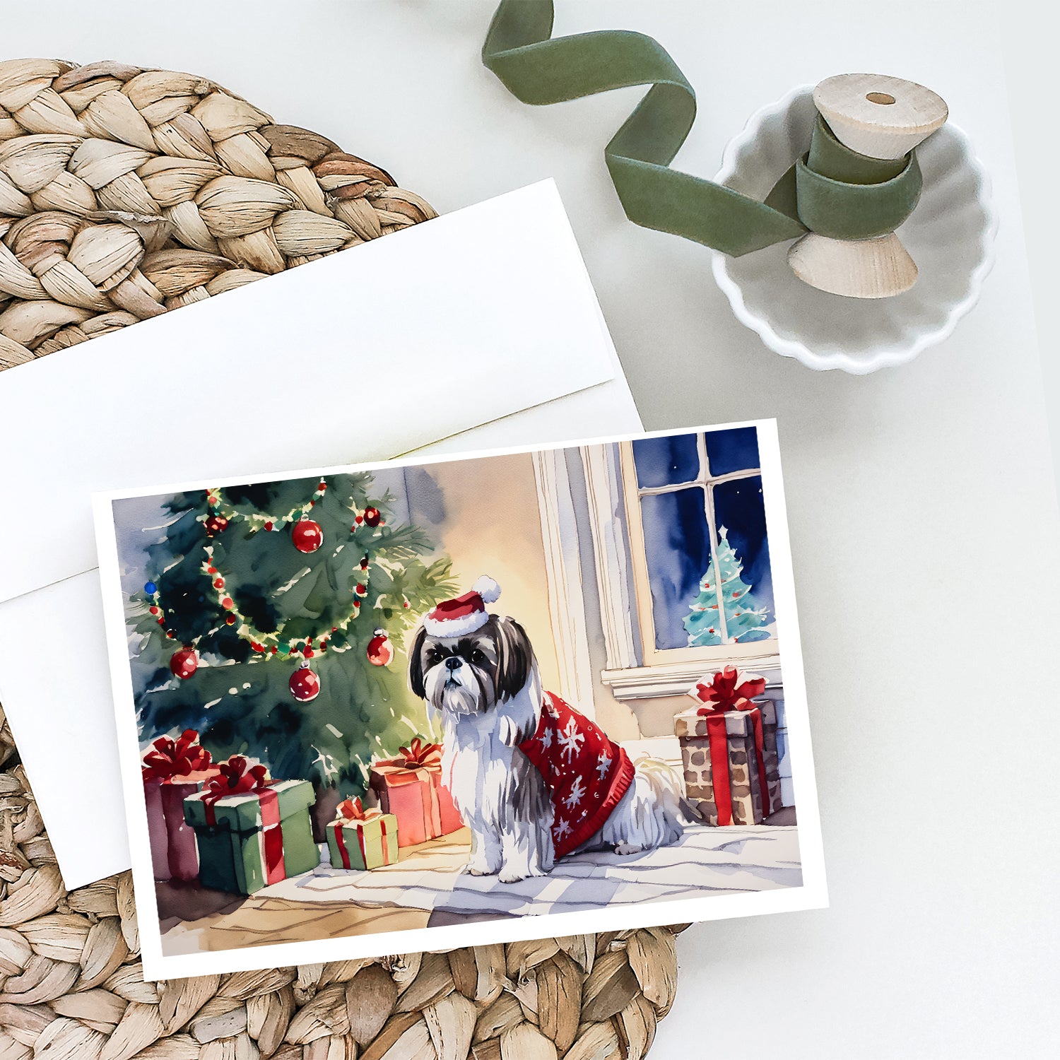 Shih Tzu Cozy Christmas Greeting Cards Pack of 8