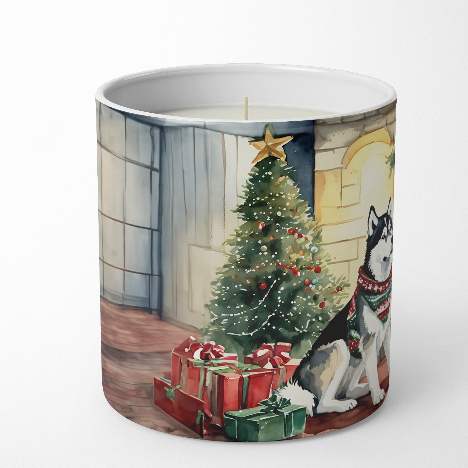 Siberian Husky Cozy Christmas Decorative Soy Candle