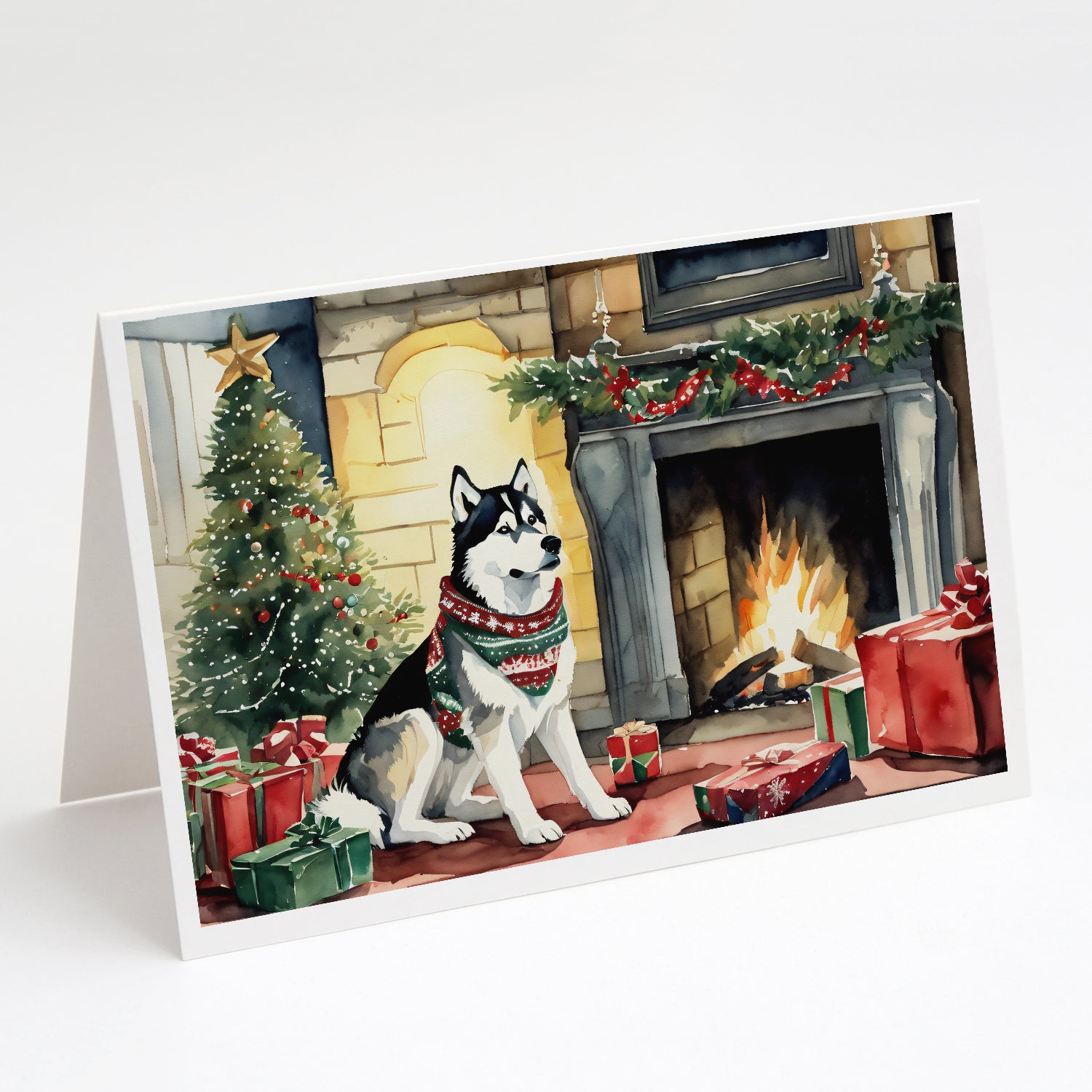 Buy this Siberian Husky Cozy Christmas Greeting Cards Pack of 8