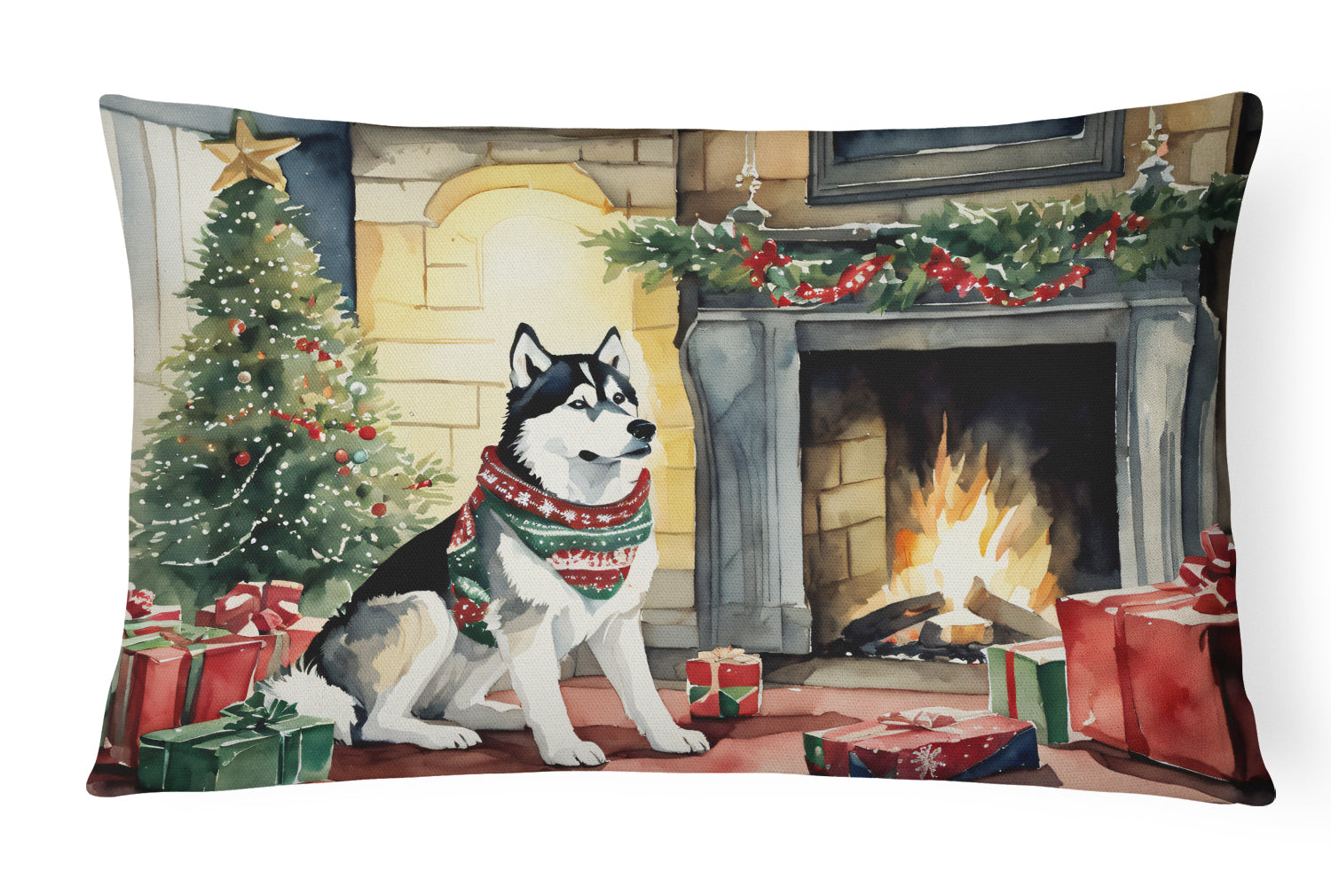 Buy this Siberian Husky Cozy Christmas Throw Pillow