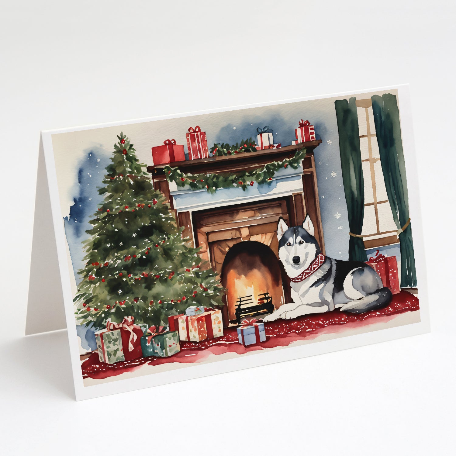 Buy this Siberian Husky Cozy Christmas Greeting Cards Pack of 8