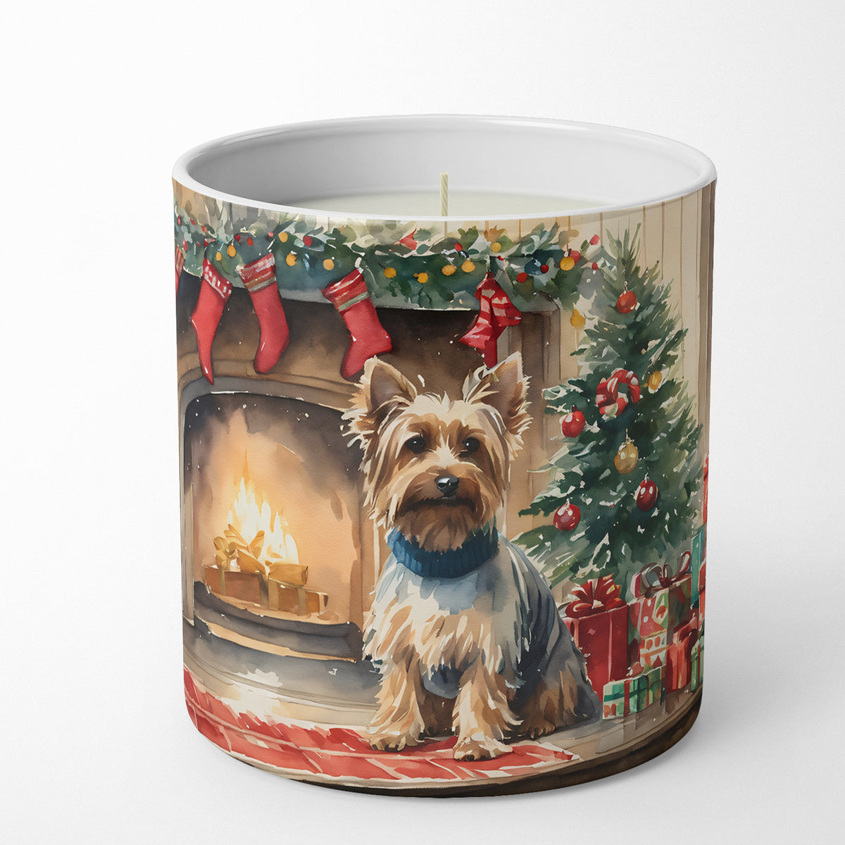Buy this Silky Terrier Cozy Christmas Decorative Soy Candle