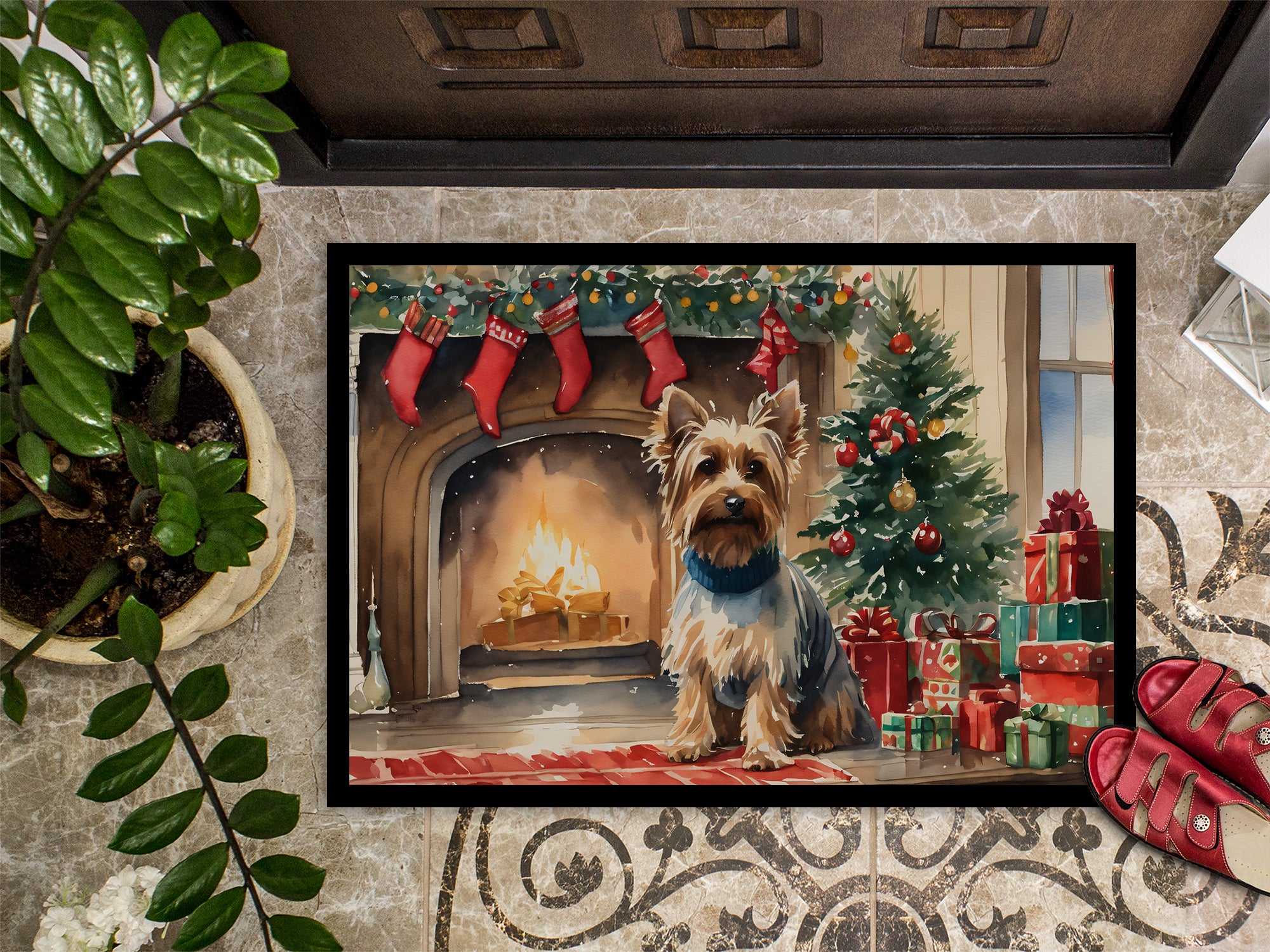 Silky Terrier Cozy Christmas Doormat