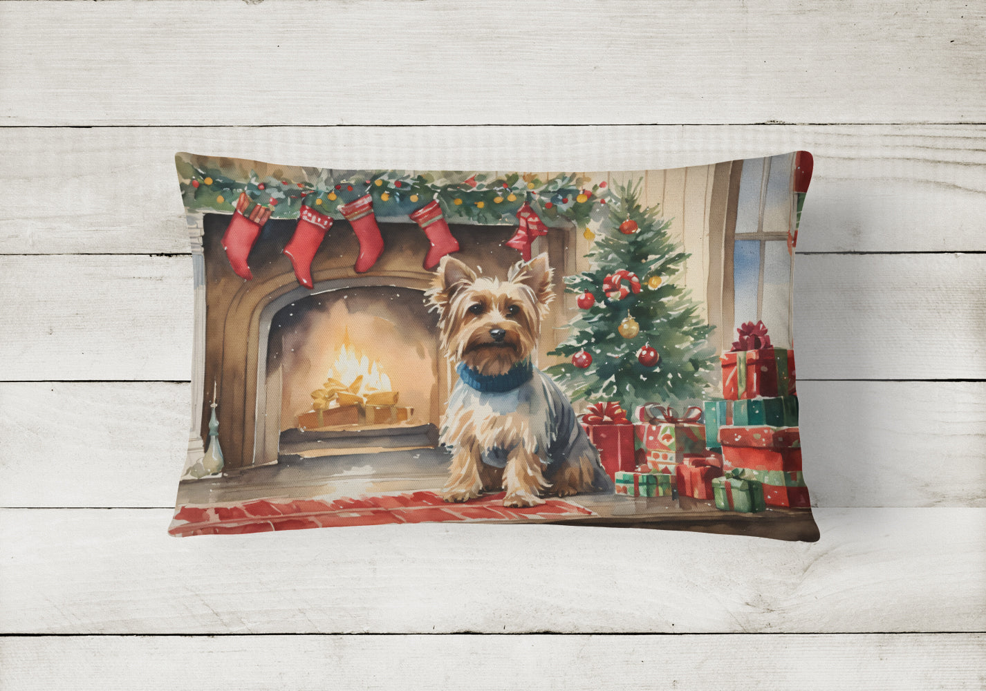 Silky Terrier Cozy Christmas Throw Pillow