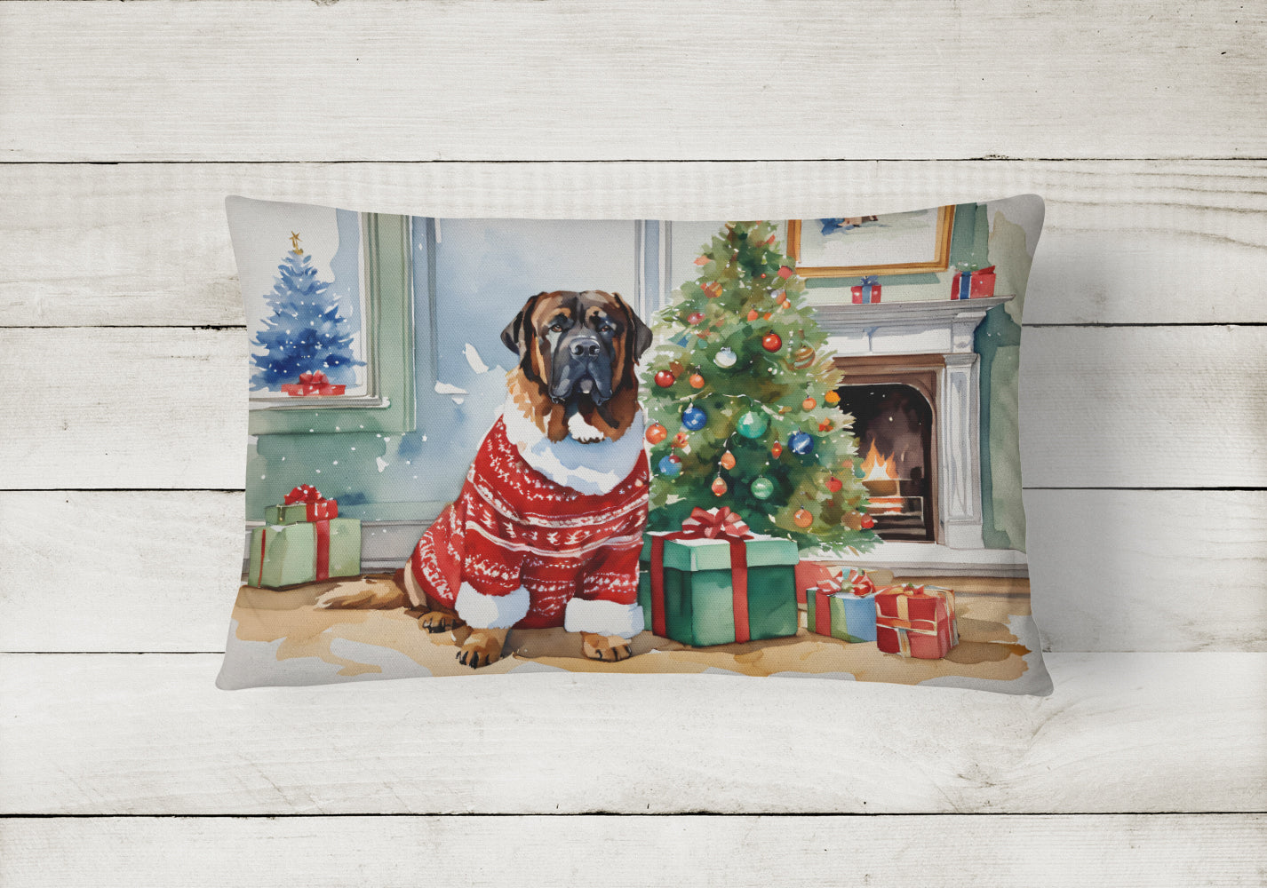 Buy this Tibetan Mastiff Cozy Christmas Throw Pillow
