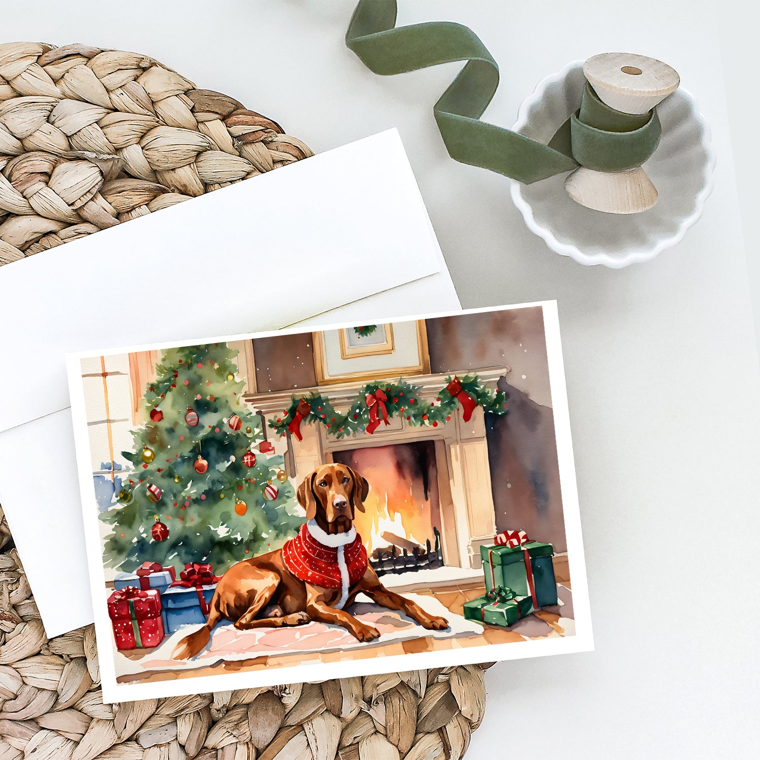 Buy this Vizsla Cozy Christmas Greeting Cards Pack of 8