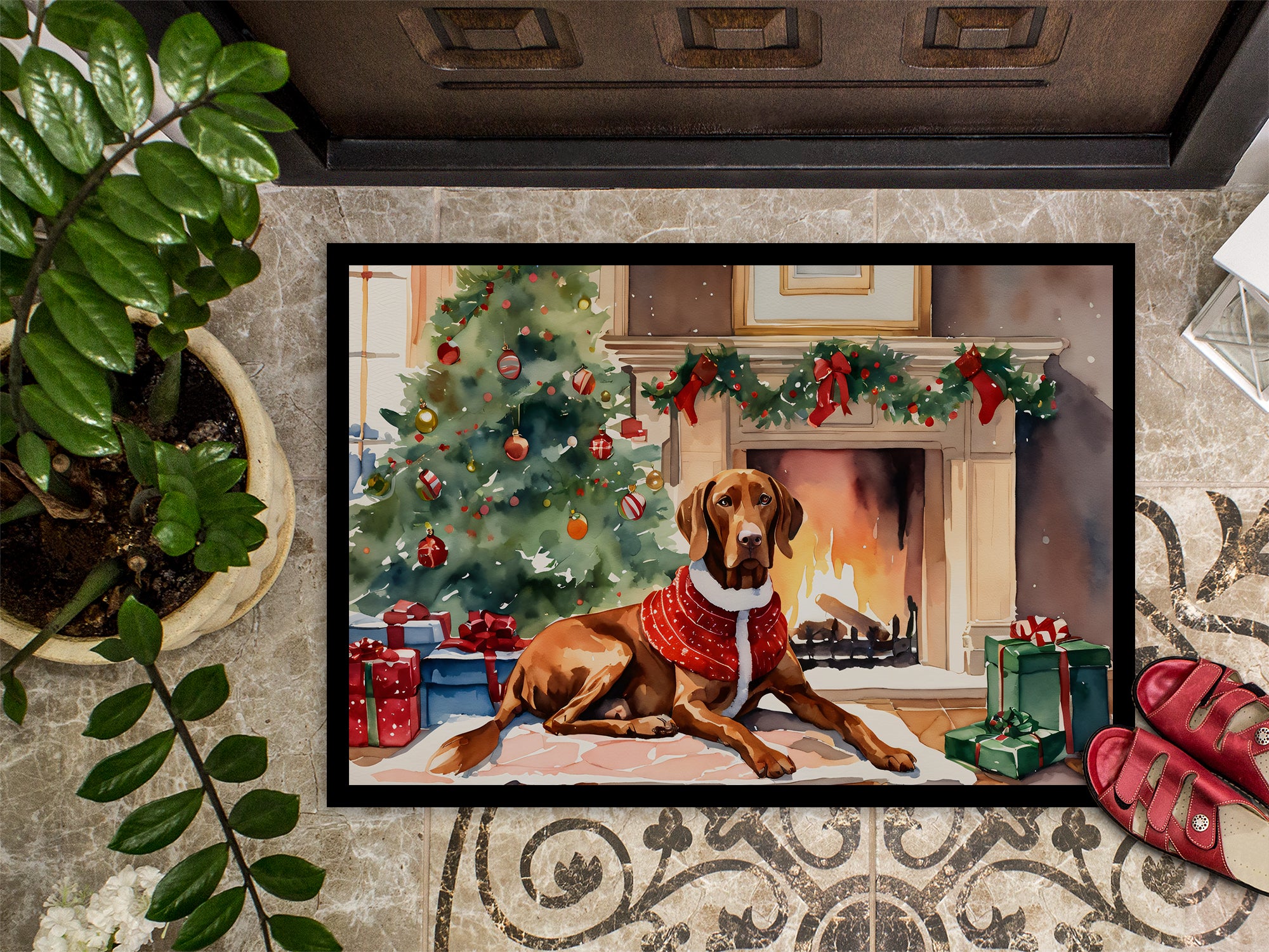 Vizsla Cozy Christmas Doormat