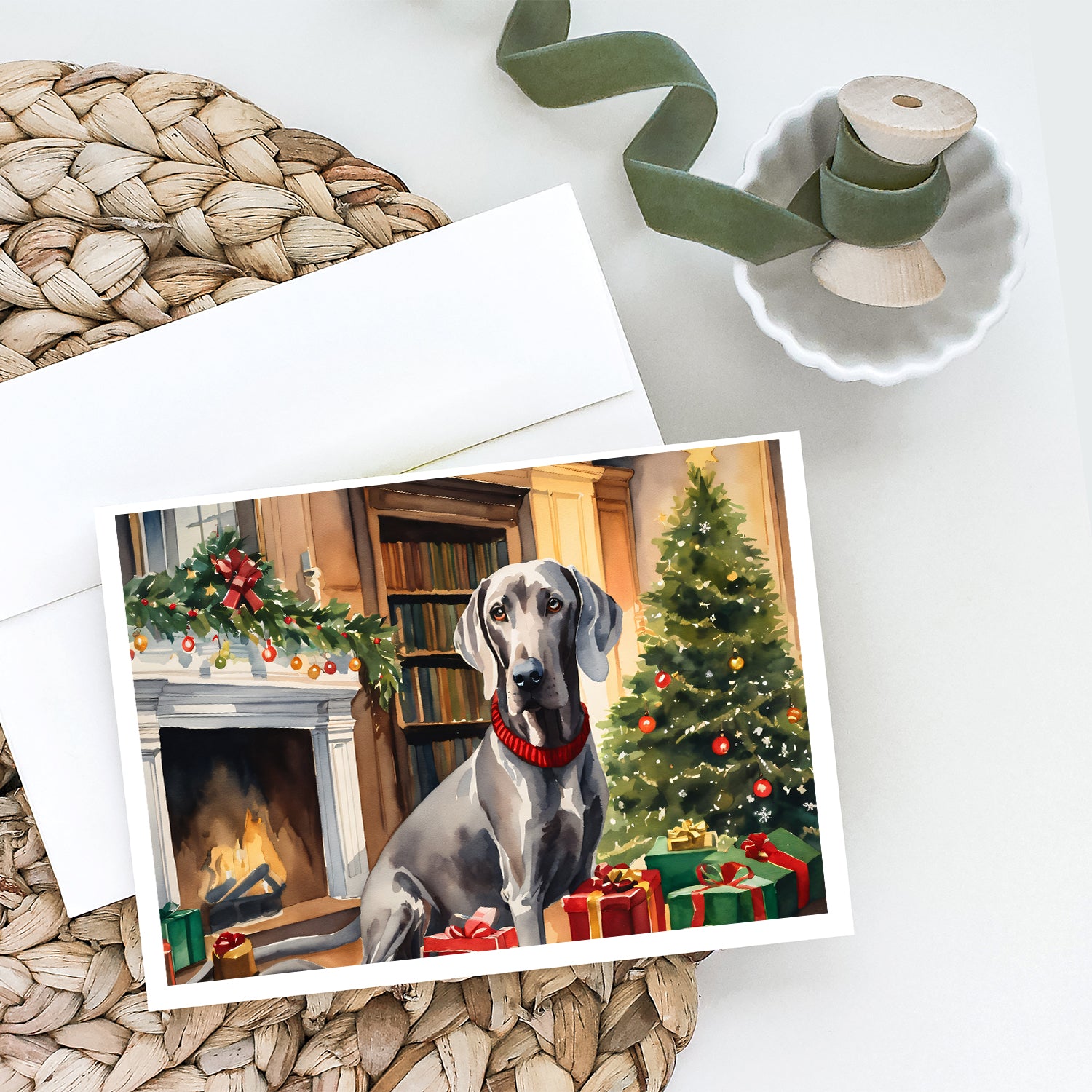 Weimaraner Cozy Christmas Greeting Cards Pack of 8