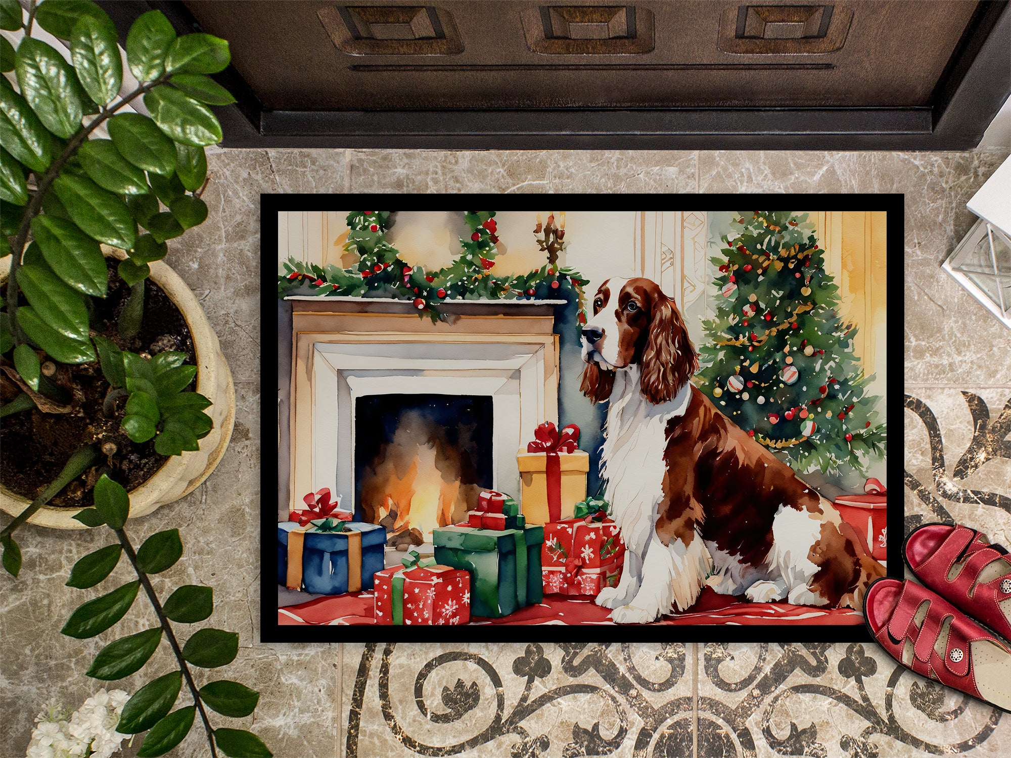 Welsh Springer Spaniel Cozy Christmas Doormat