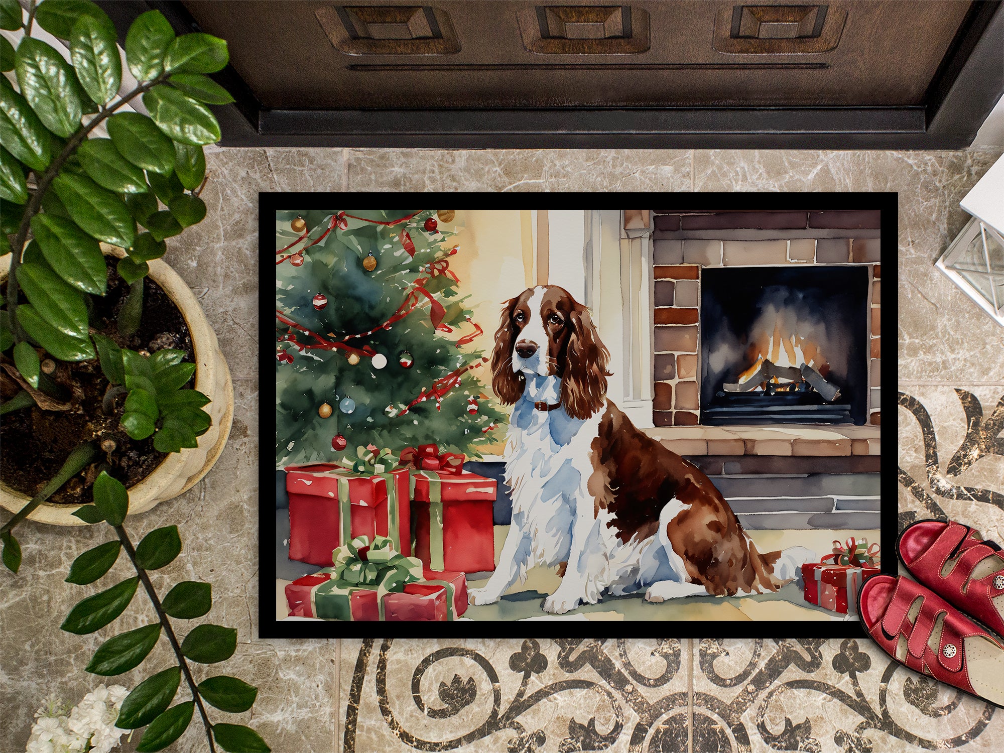 Welsh Springer Spaniel Cozy Christmas Doormat