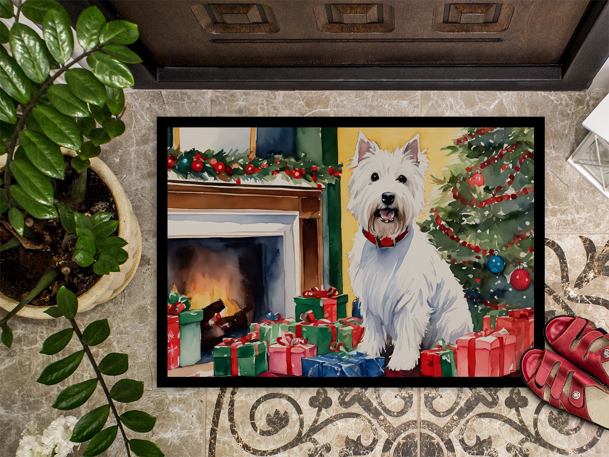 Westie Cozy Christmas Doormat