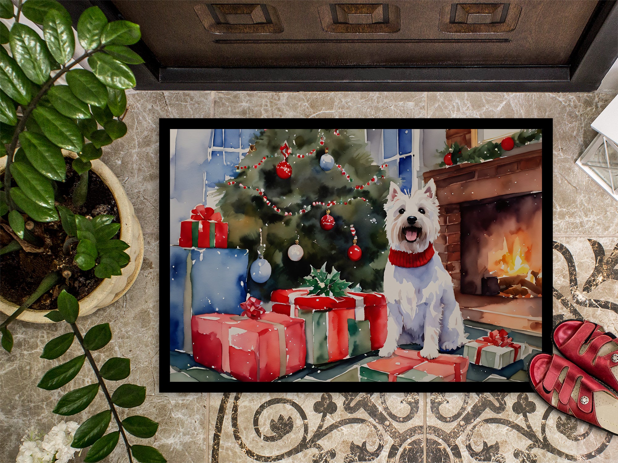 Westie Cozy Christmas Doormat