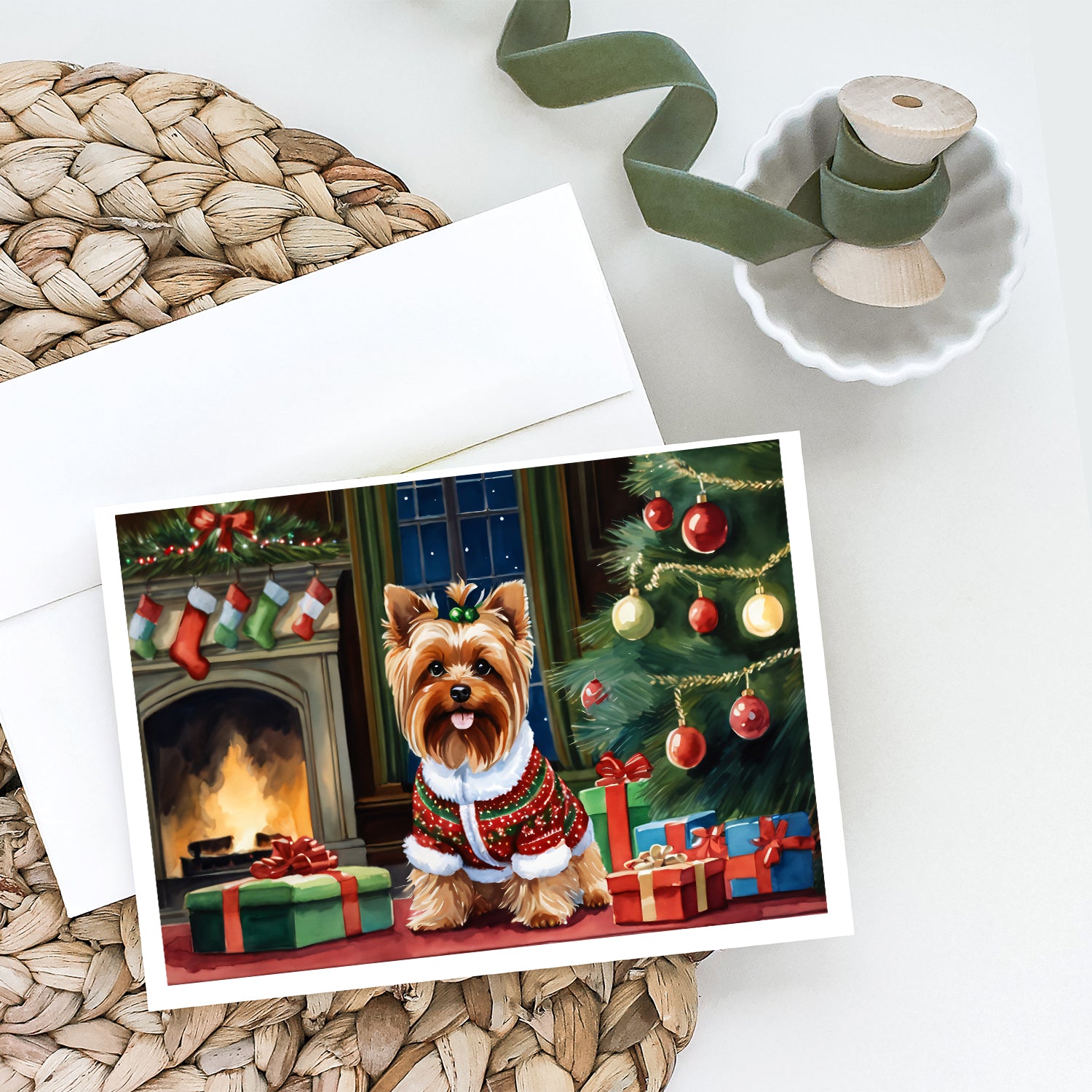 Buy this Yorkshire Terrier Cozy Christmas Greeting Cards Pack of 8