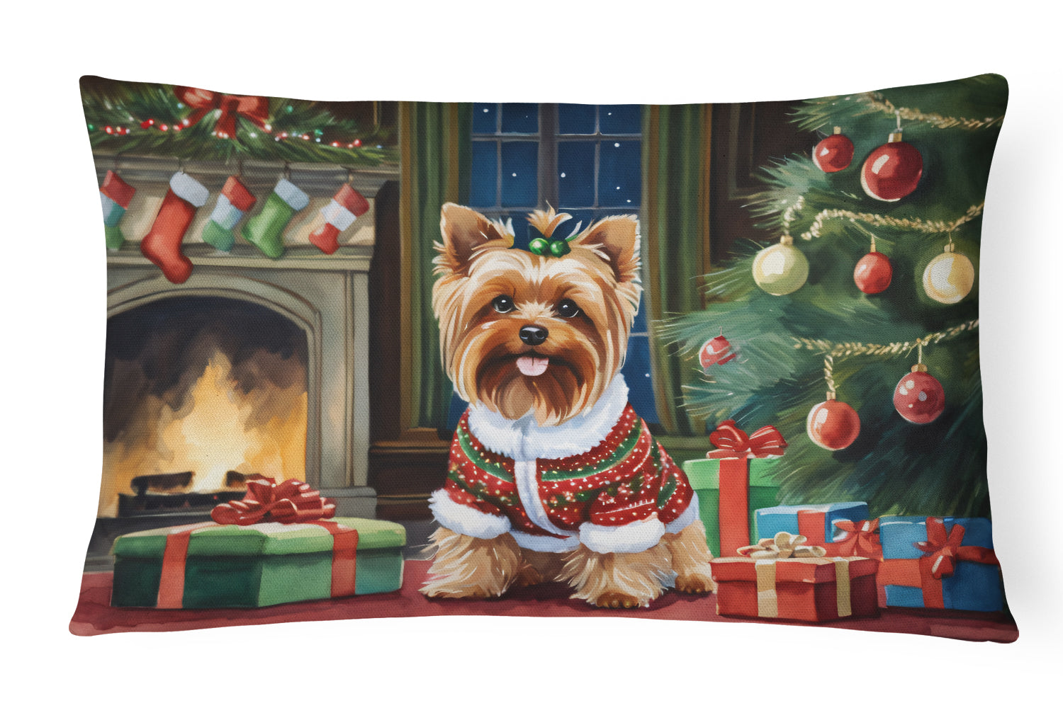 Buy this Yorkshire Terrier Cozy Christmas Throw Pillow