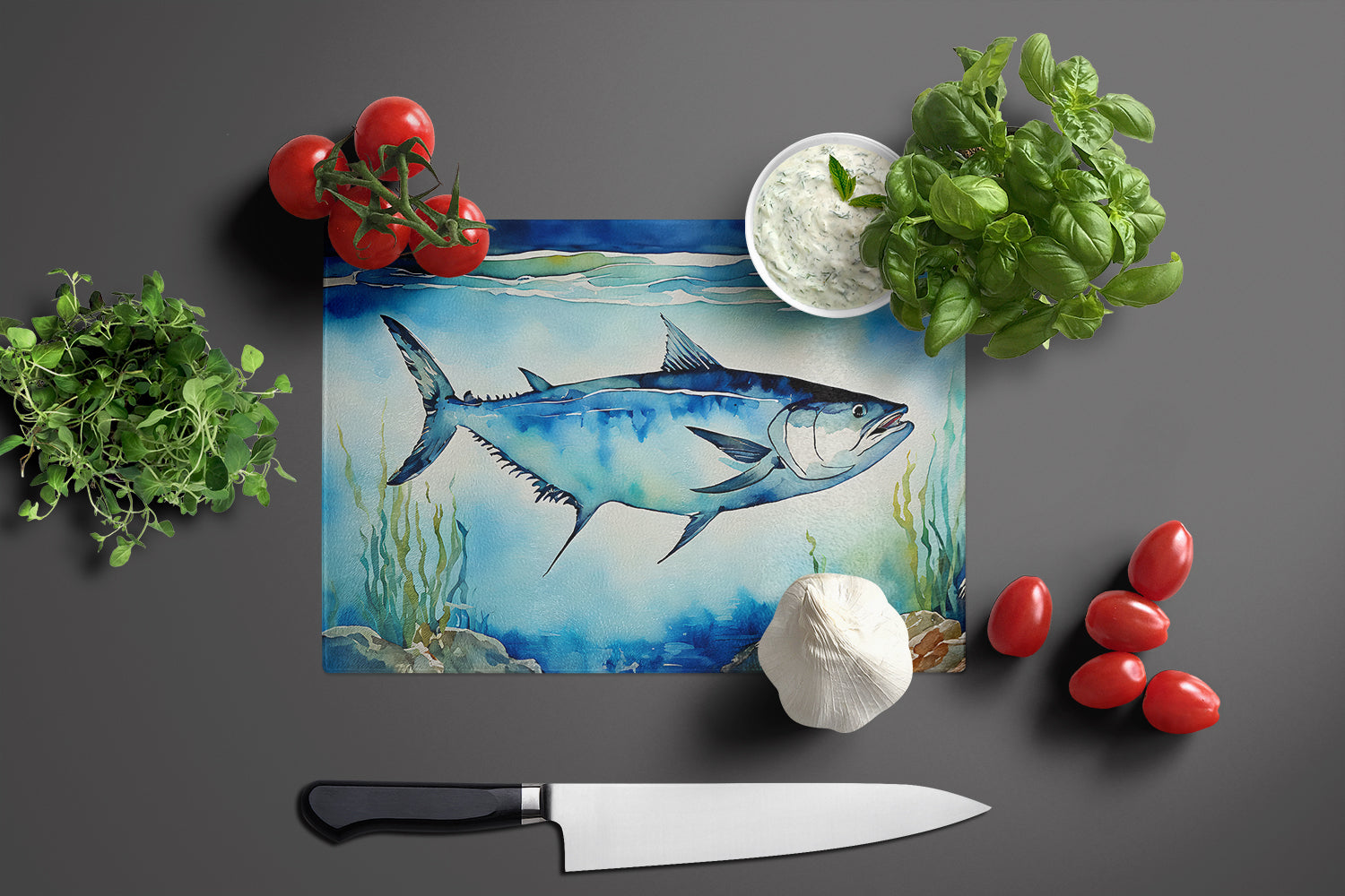 Bluefin Tuna Glass Cutting Board Large
