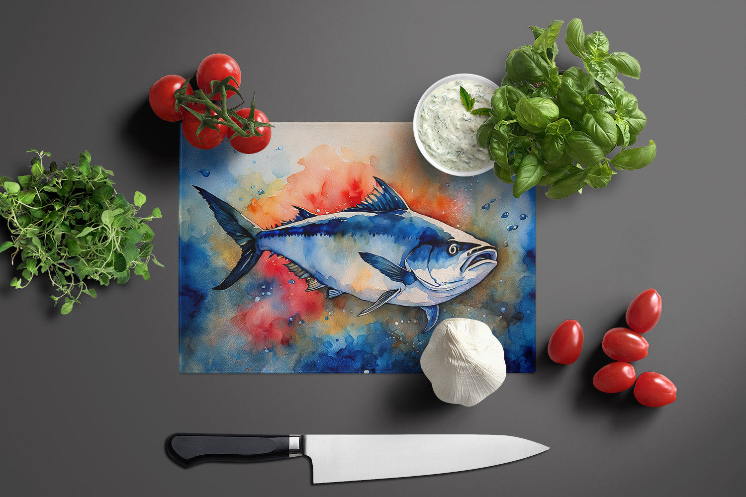 Bluefin Tuna Glass Cutting Board Large